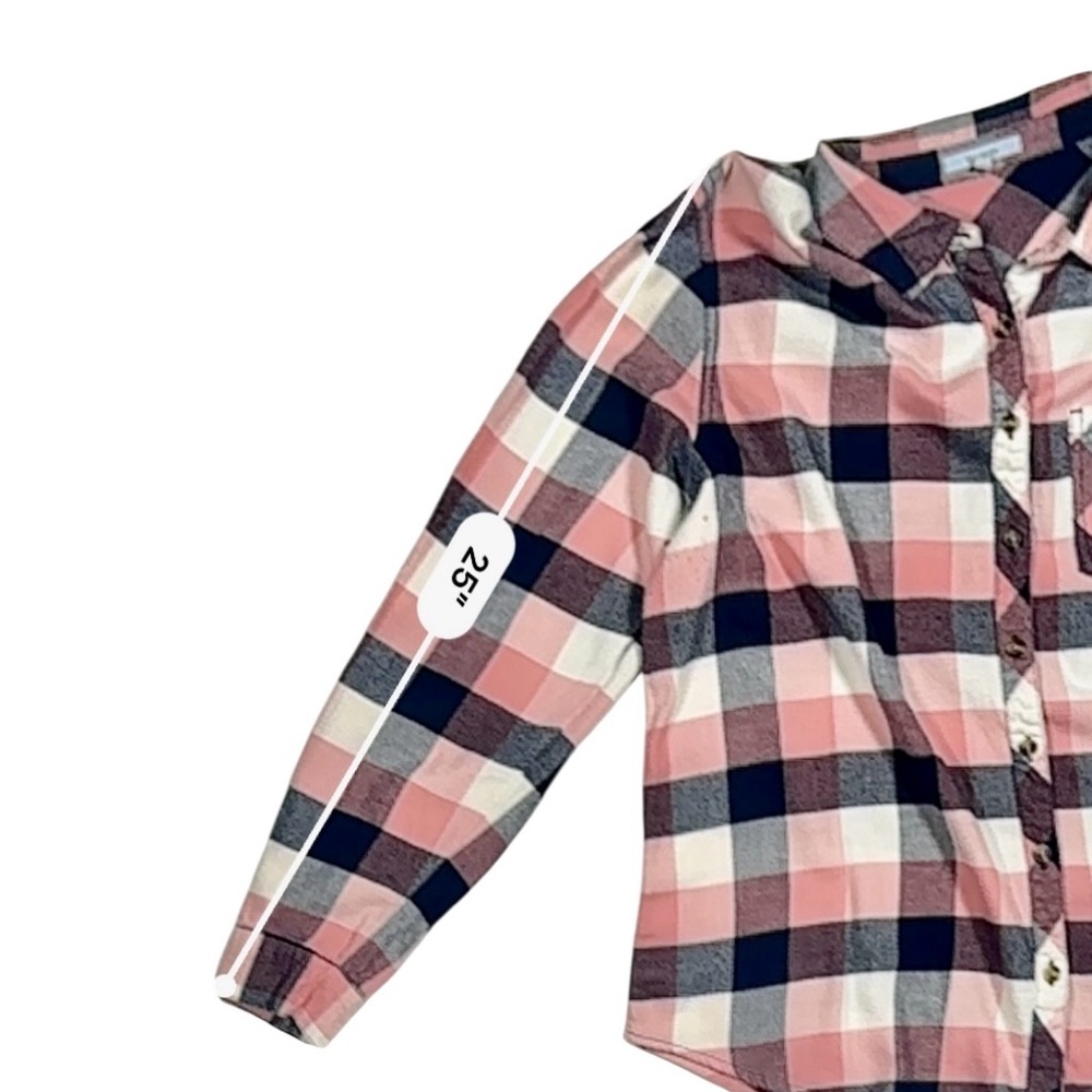 Maurices Pink, Navy & White Plaid Button-Up Shirt – Size XL - Picture 8 of 15